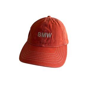 BMW Embroidered Adjustable Strapback Hat Orange Cotton Cap One Size Fits All